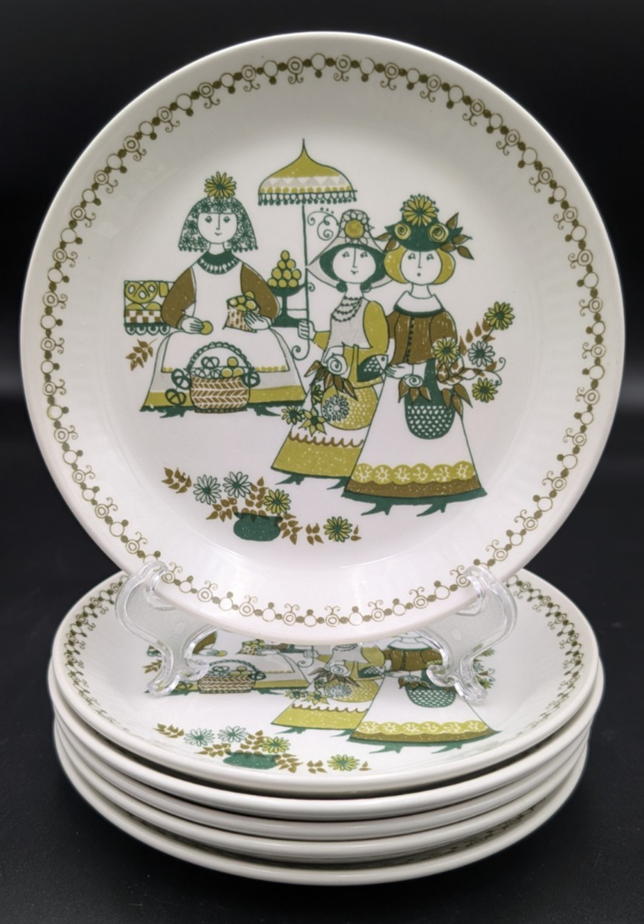 Figgjo Flint Turi Design Norway Market Dessert Plate Set of 6 Bread Side Plates